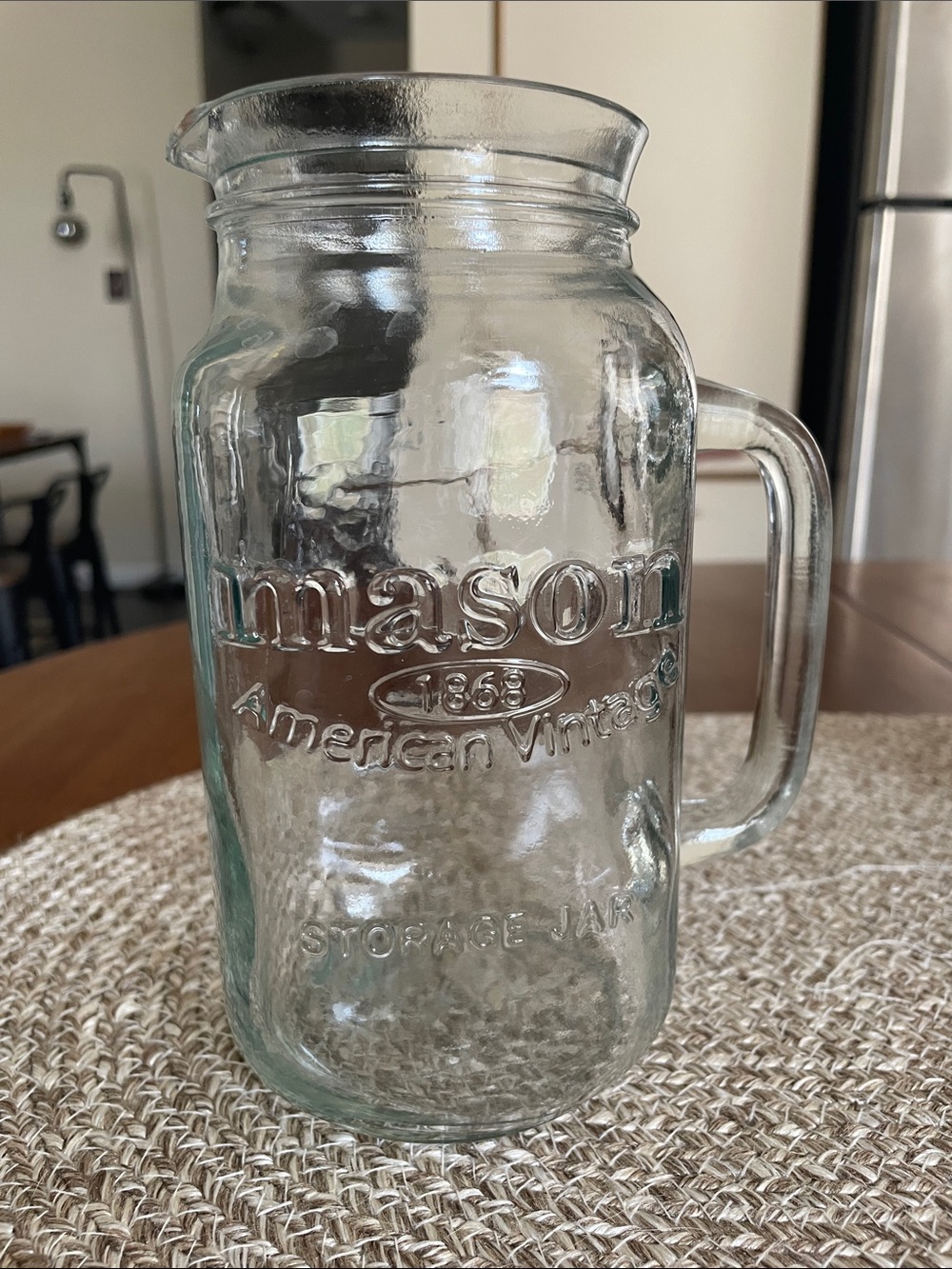Mason Clear Glass Embossed Pitcher with Handle